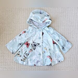 Baby Gap Girls Butterfly Print Hooded Rain Jacket
